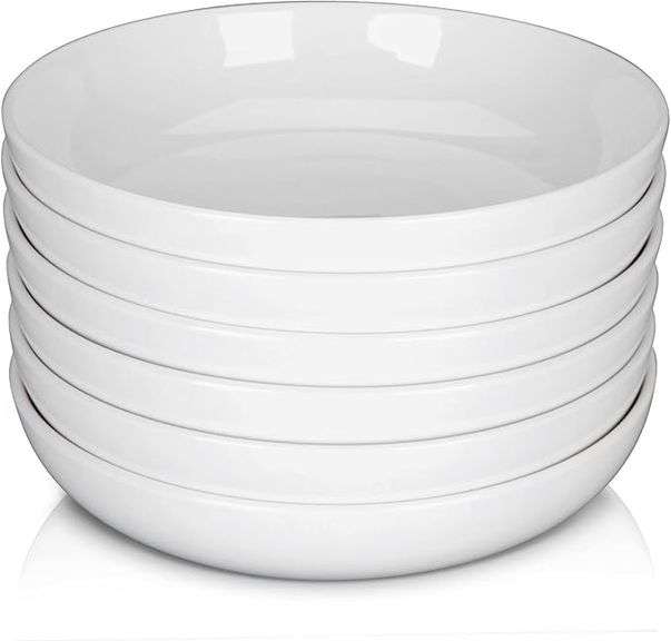 (6 Pack) Pasta Bowls Set Ceramic, Salad Bowls Large Serving Bowl Plates, Soup Bowl