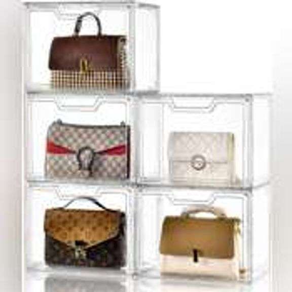 8Psc. Purse Organizer for Closet,Clear Acrylic Display Case for Handbag Organizer, Purse Storage Box