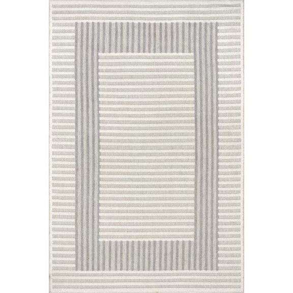 nuLOOM Nicka Striped Border Machine Washable 5ft. 3in. x 7ft. 7in. Light Grey Area Rug