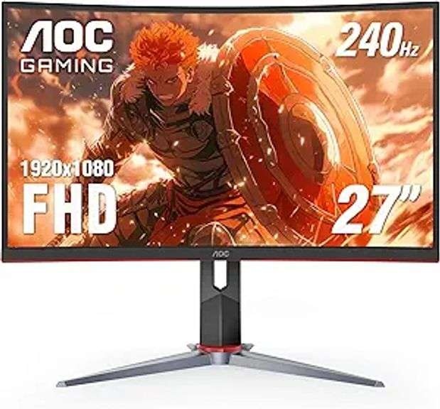 AOC C27G2Z 27" Curved Frameless Ultra-Fast Gaming Monitor, FHD 1080p, 0.5ms 240Hz