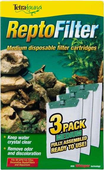 TetraFauna ReptoFilter Filter Cartridges, Size Medium, Filter Cartridge Refills, 3 Count