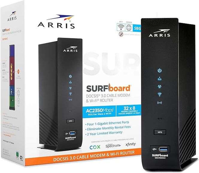 ARRIS (SBG7600AC2) - Cable Modem Router Combo - DOCSIS 3.0 & AC2350 WiFi
