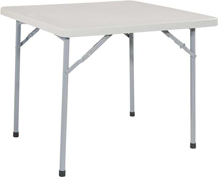Office Star Resin Sqaure Multipurpose Table with Collapsible Legs, Indoor Outdoor Use for Banquets, 