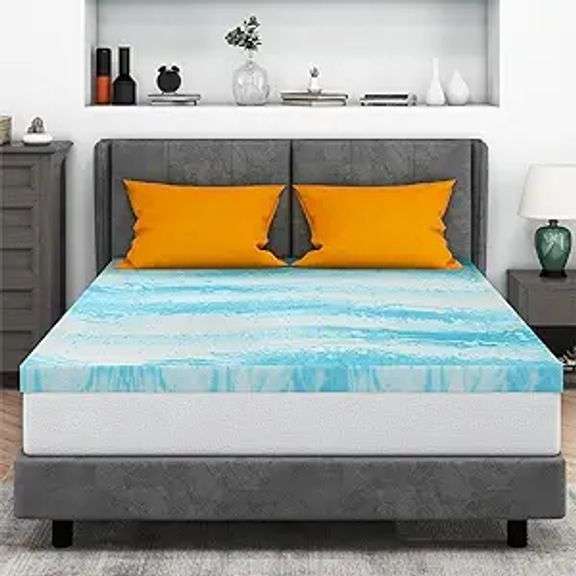 Mattress Topper Full, 3 Inch Gel Memory Foam Bed Topper for Full Size Bed, Blue