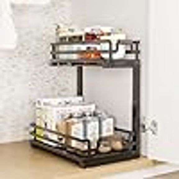 Under Sink Organizers, 2 Tier Slide Out Under Sink Organizers, Under Sink Storage for Bathroom Kitch