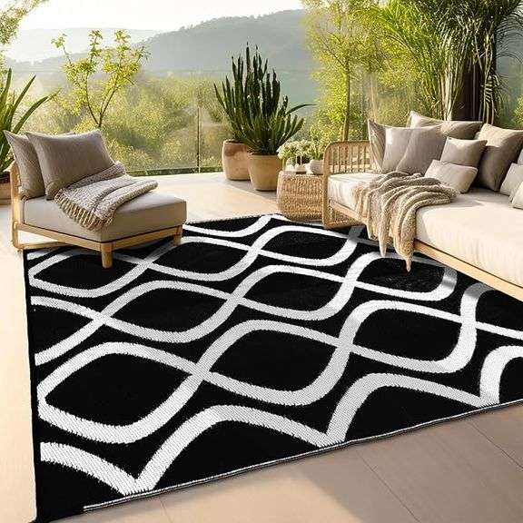 wikiwiki Outdoor Rug, 5x8ft Waterproof Reversible Mat Indoor Outdoor Rugs Carpet