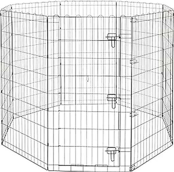 Amazon Basics Foldable Octagonal Metal Exercise Dog Playpen - Indoor/Outdoor, Single Door, Extra Lar
