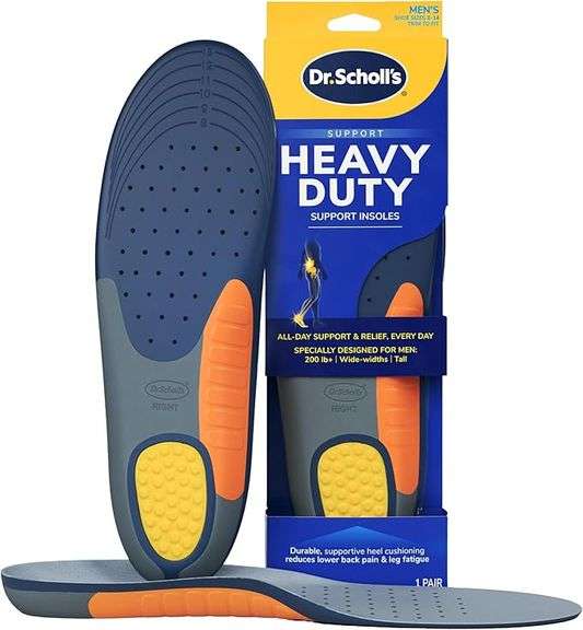 Dr. Scholl's Heavy Duty Support Insole Orthotics, Big & Tall, 200lbs+, Wide Feet, Shock Absorbing