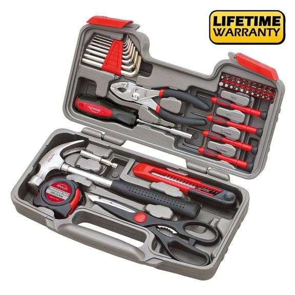 Apollo Tools 39pc DT9706 General Tool Set Red: Small Basic Tool Set with Comfort-Grip