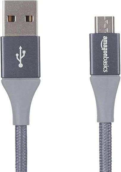 Amazon Basics Micro USB to USB-A 2.0 Fast Charging Cable, Nylon Braided Cord