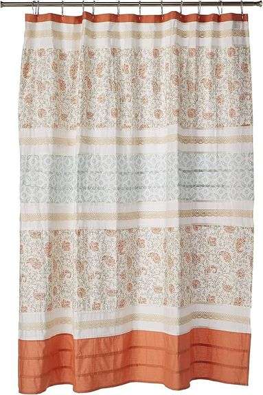 Madison Park Dawn Cotton Fabric Shower Curtain Pintucked