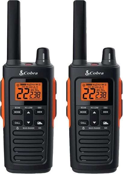 Cobra RX680 Walkie Talkies (2-Pack) - Rugged & Splashproof Two Way Radios Long Range