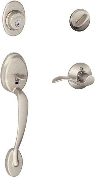 Schlage Lock Company Plymouth Single Cylinder Handleset and Right Hand Accent Lever, Satin Nickel (F