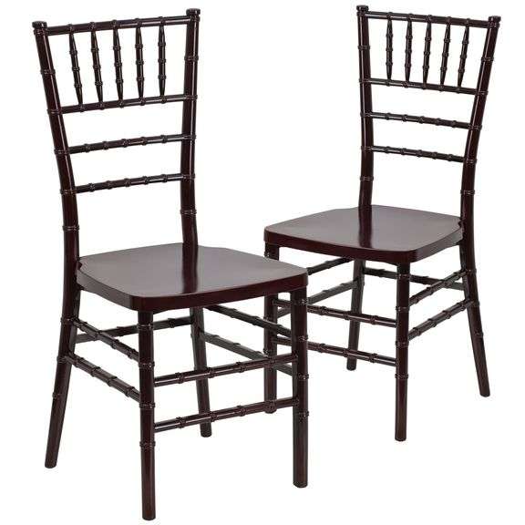 BizChair 2 Pack Mahogany Resin Stacking Chiavari Chair