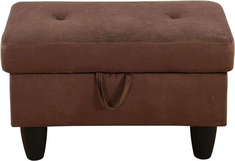 Microfiber Ottoman with Storage Brown