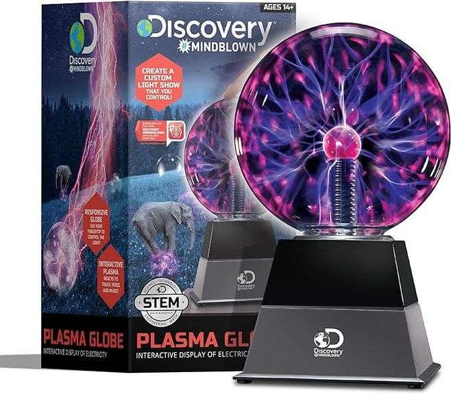 Discovery™ Plasma Globe Lamp, Touch & Sound Sensitive Lightning, Interactive Electric Plasma Ball