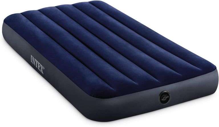 Intex 64757E Dura-Beam Standard Downy Air Mattress: Fiber-Tech - Twin Size - 10in Bed Height - 300lb