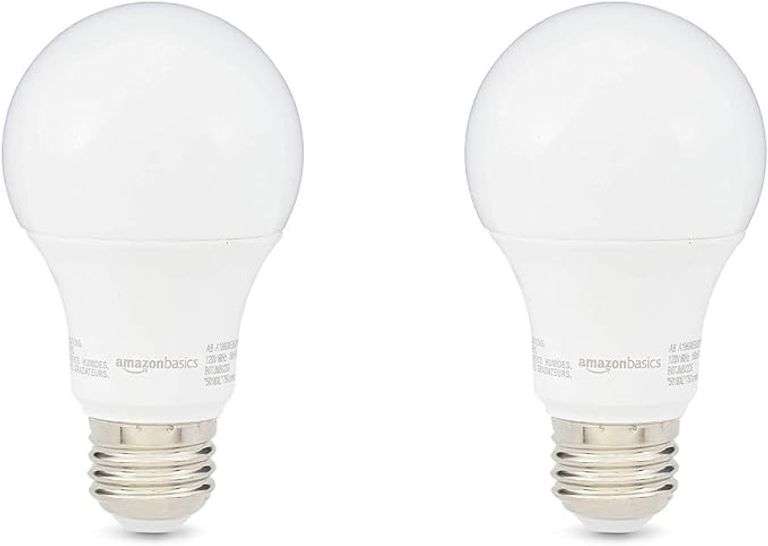 Amazon Basics A19 LED Light Bulbs 60 Watt Equivalent, Soft White (2700K), Energy Efficient 9W, Non-D