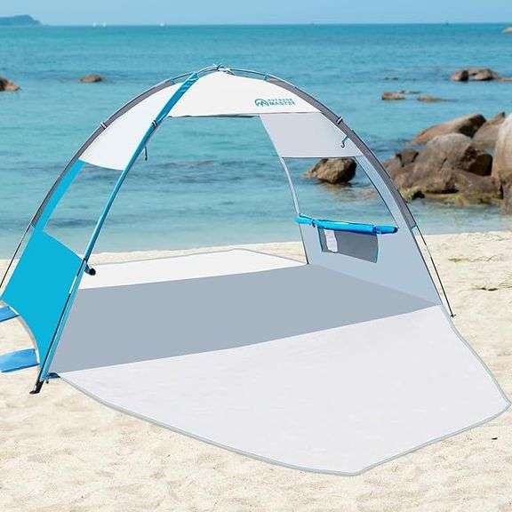 OutdoorMaster Beach Tent Sun Shelter with 2 Ventilated Doors, UPF50+ Easy Setup Beach Tent Canopy fo