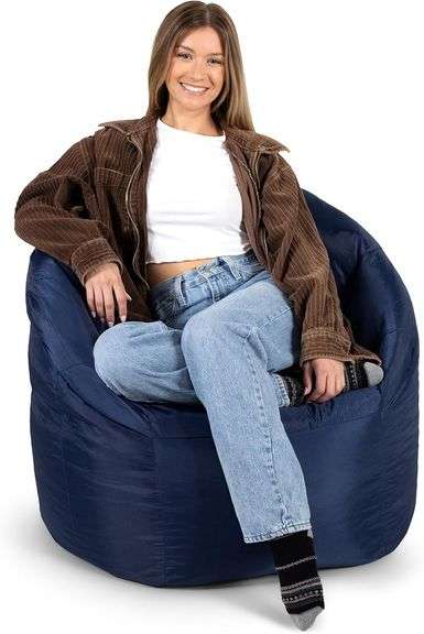 Big Joe Milano Refillable Beanbag Chair for Kids and Teens, Durable Navy Smartmax, Ideal for Bedroom