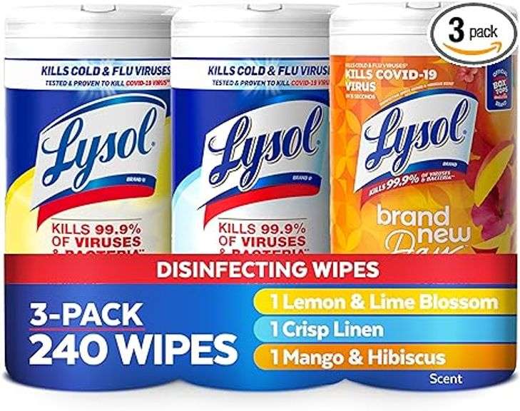 Lysol Disinfectant Wipes Bundle, Dorm Room Essentials, Multi-Surface Cleaning Wipes, For Disinfectin
