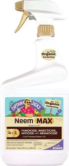Bonide Captain Jack's Neem Max, 32 oz Ready-to-Use Spray Cold Pressed Neem Oil, Multi-Purpose Insect