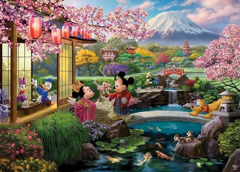 Ceaco - Disney - Thomas Kinkade - Mickey & Minnie in Japan - 1000 Piece Jigsaw Puzzle for Adults - C