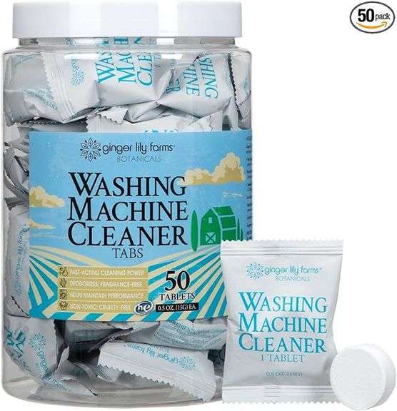 Ginger Lily Farms Botanicals Washing Machine Cleaner Tabs, Deep Cleaning Tablets for HE Front Load &