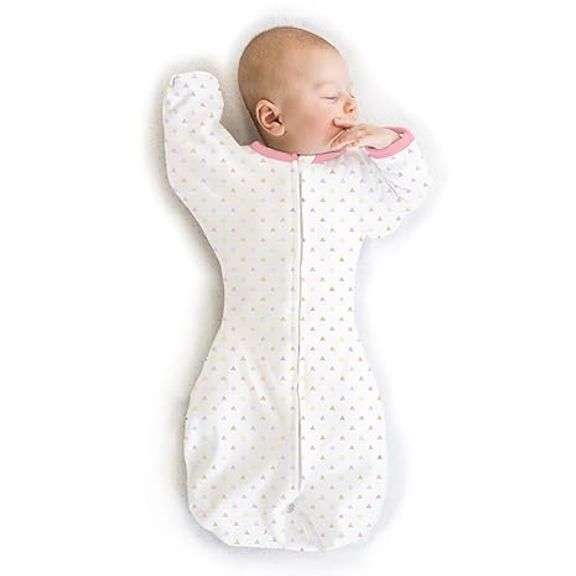 SwaddleDesigns Transitional Swaddle Sack, Arms Up Half-Length Sleeves & Mitten Cuffs, Swaddle for Ne