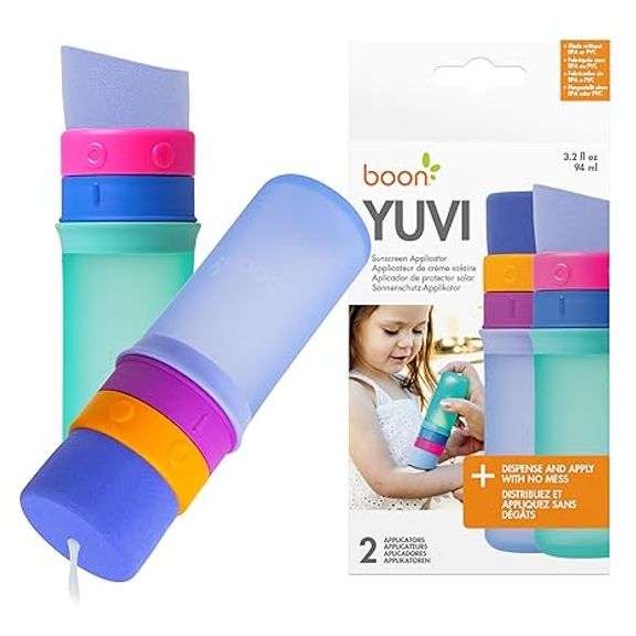Boon Yuvi Sunscreen Applicator for Kids - Refillable and Spill Proof Kids Sunscreen Brush with Soft 