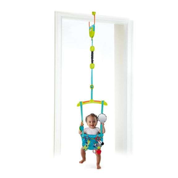 Bright Starts Bounce 'n Spring Deluxe Door Jumper for Baby with Adjustable Strap, 6 Months and Up, M