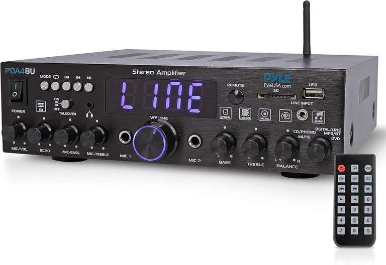 Pyle Wireless Bluetooth Home Stereo Amplifier- Multi-Channel, 200W Power Amplifier, Home Audio Recei