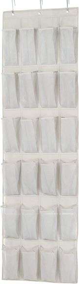 Amazon Basics 24 Medium Pocket Over-the-Door Hanging Shoe Organizer, Light Grey