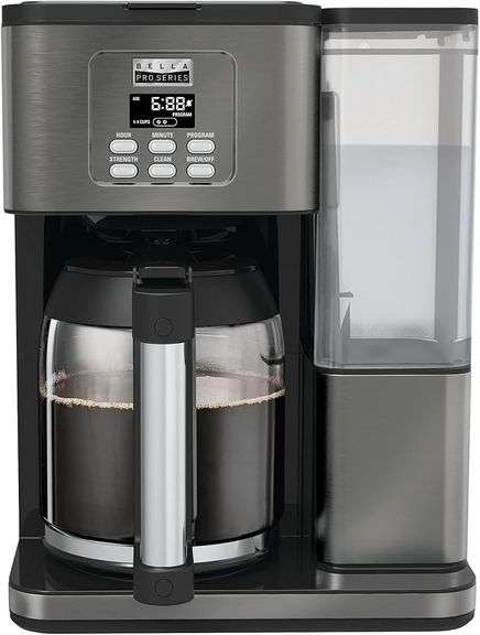 Bella 18 Cup Programmable Coffee Maker Black Stainless Steel