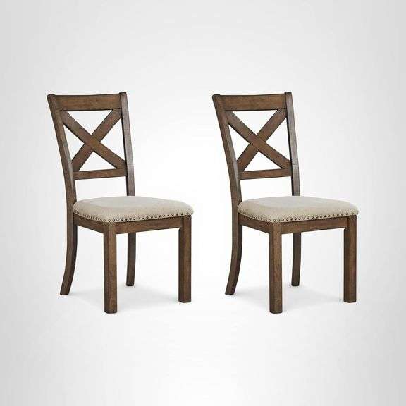 Signature Design by Ashley Moriville Modern Farmhouse 19" Upholstered Dining Room Chair, 2 Count, Br