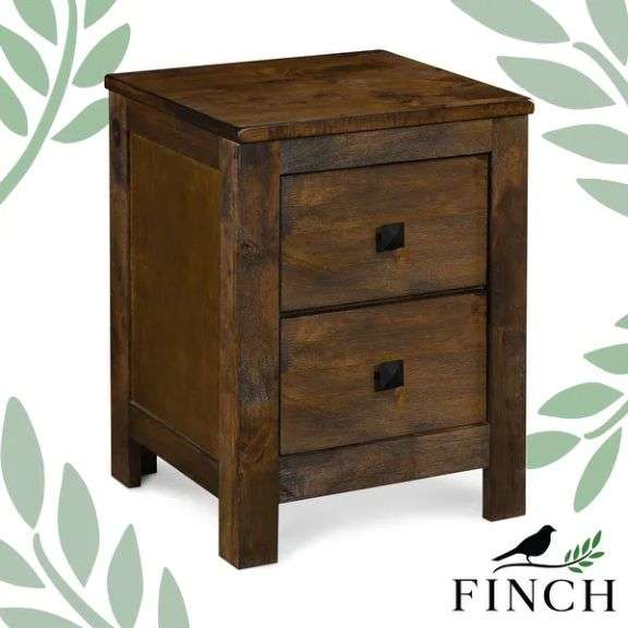 Finch Stratford Nightstand Bed Sofa Side End Coffee Table Wood w/2 Storage Sliding