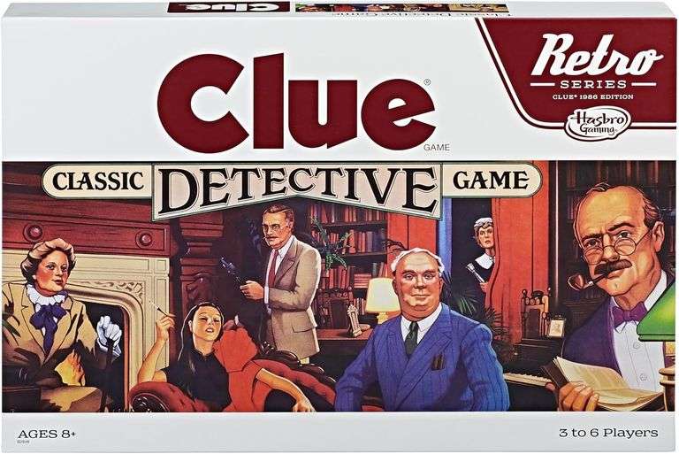 Hasbro Gaming Retro Series Clue 1986 Edition Board Game, Classic Mystery Game for Kids, Family Board