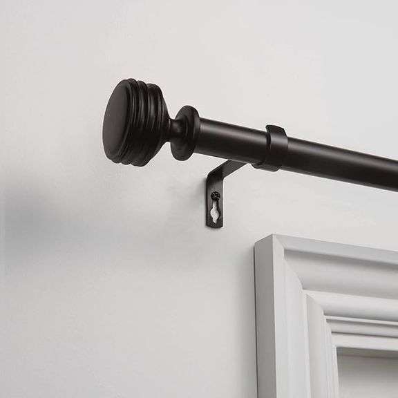 Exclusive Home Duke 1" Curtain Rod and Coordinating Finial Set, Matte Bronze, Adjustable 66"-120"