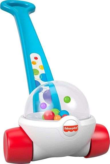 Fisher-Price Baby & Toddler Toy Corn Popper Blue Push-Along with Ball-Popping Action