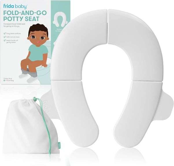 Frida Baby Fold-and-Go Portable Potty Seat for Toilet, Foldable Travel Potty Seat for Toddler, Fits 