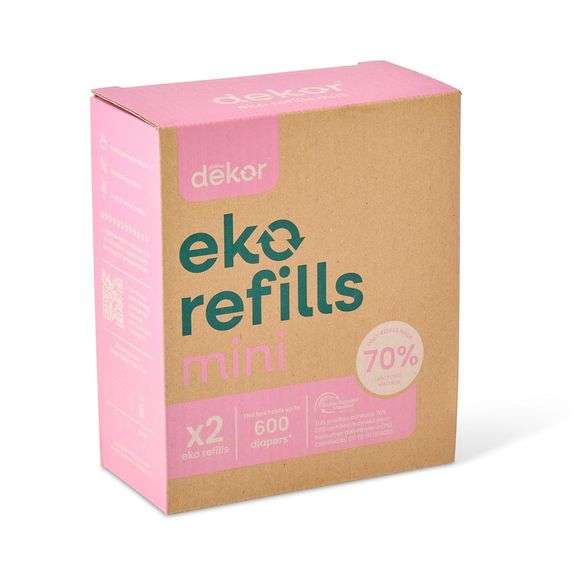 Diaper Dekor MINI Refills, 2 Count, ONLY Eco-Friendly Diaper Pail Refills Made With 70% Recycled Mat