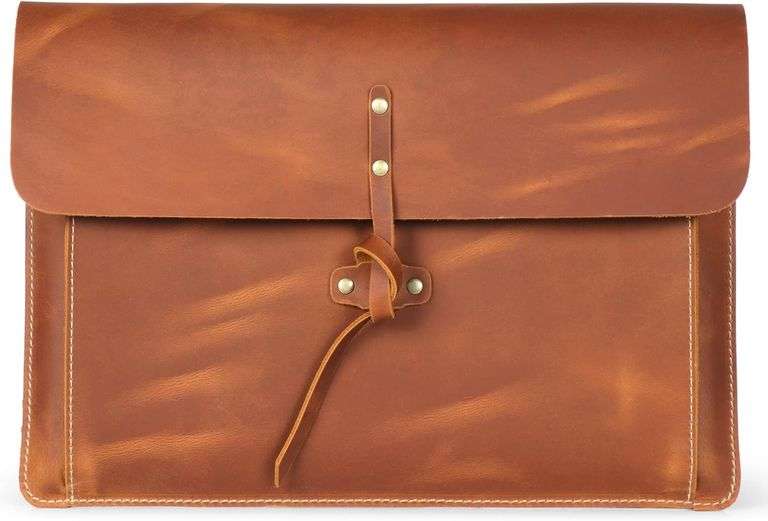 Londo Real Grain Leather MacBook Pro and MacBook Air Case, Front Pocket & Flap Closure