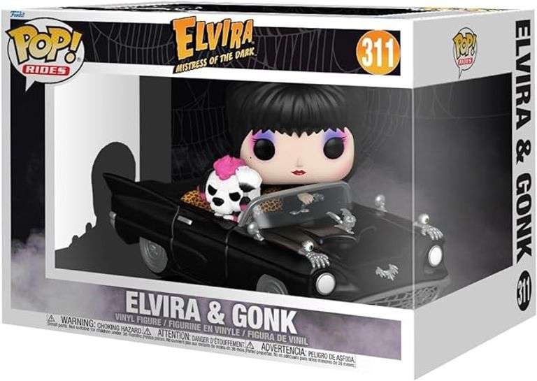 Funko POP! Rides Deluxe: Elvira Mistress of The Dark with Macabre Mobile - Collectable Vinyl Figure 