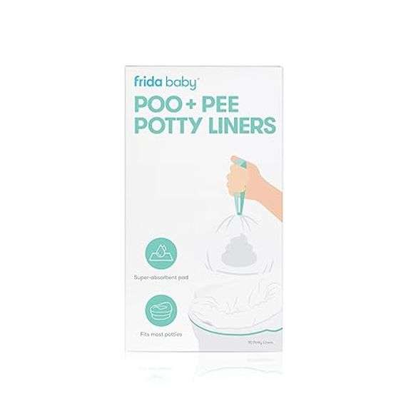 Frida Baby Poo + Pee Potty Liners, Leak-Proof, Super-Absorbent Liners Potty Bags, Fits Most Potty Ch