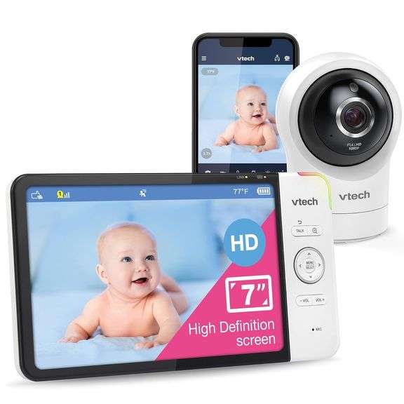 VTech RM7764HD 1080p WiFi Remote Access Baby Monitor, 360° Pan&Tilt, 7” 720p HD Display