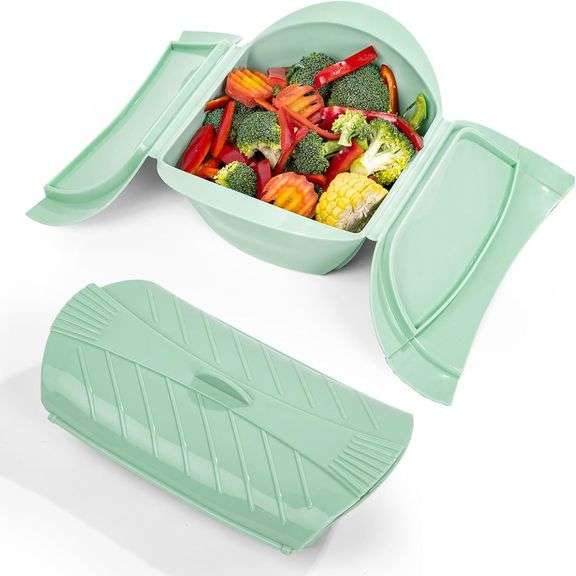 Microwave Steamer, 2Pack Silicone Food Steamer for Cooking, Vegetable Pot with Lids for Vegetables F