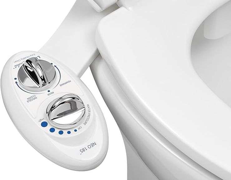 LUXE Bidet NEO 185 - Dual Nozzle, Self-Cleaning, Non-Electric Bidet Attachment for Toilet Seat