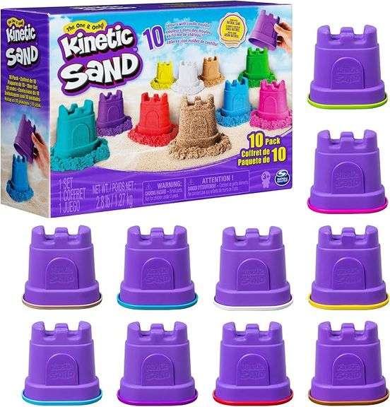 Kinetic Sand, Castle Containers 10-Color Pack of Play Sand for Party Favors, Goodie Bags, Sensory To