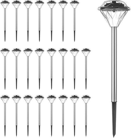 24-Pack LED Solar Outdoor Waterproof Garden Lights - Cold White Solar Pathway
