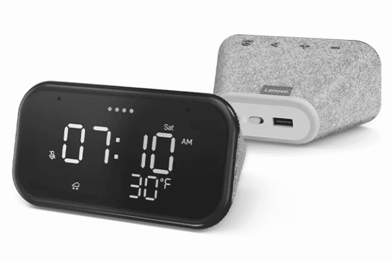 Lenovo - Smart Clock Essential 4" Smart Display with Google Assistant - Soft Touch Gray
